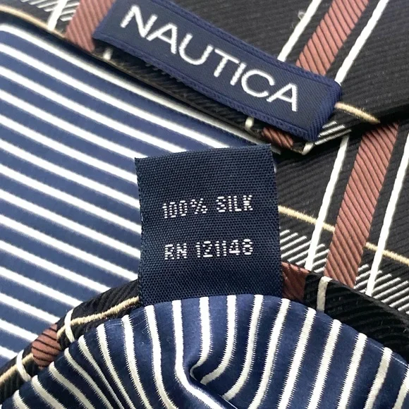 Nautica Black Criss-Cross Check Silk Necktie - Picture 5 of 5